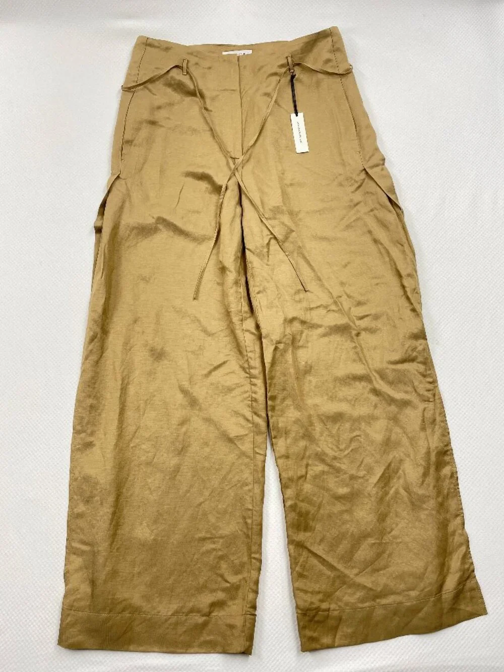 Banana Republic Tan Wide Slit Leg Linen Blend Pants Women’s 12L 12 Long NEW